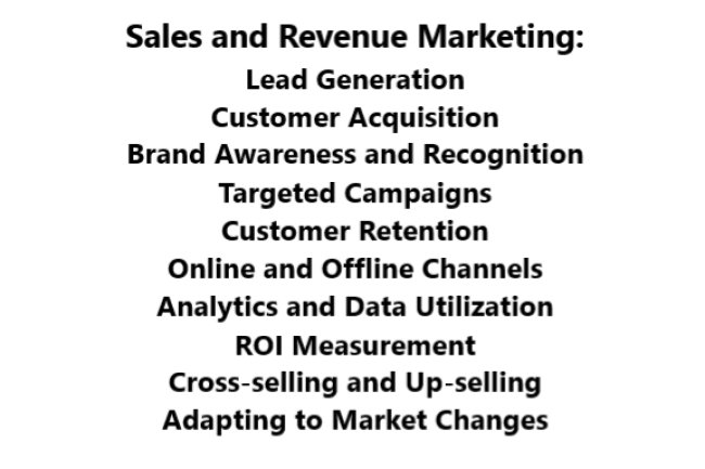 Sales and Revenue Marketing